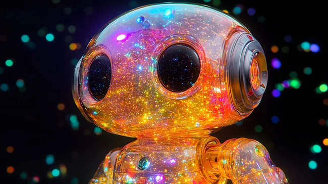 Leuchtender transparenter Roboter mit futuristischem Design