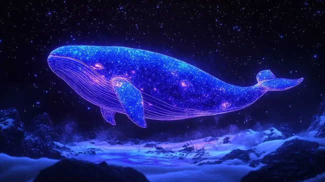 Leuchtender Wal aus Sternenlicht im Nachthimmel