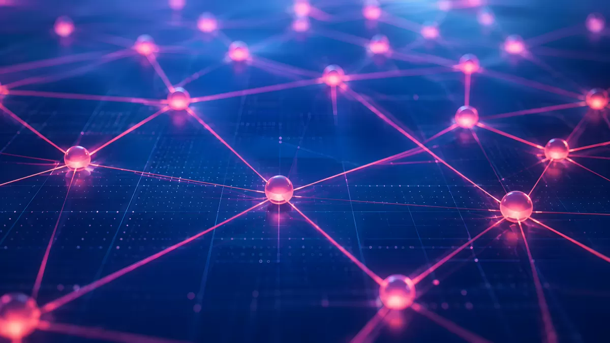 Leuchtendes digitales Netzwerk auf blauem Hintergrund