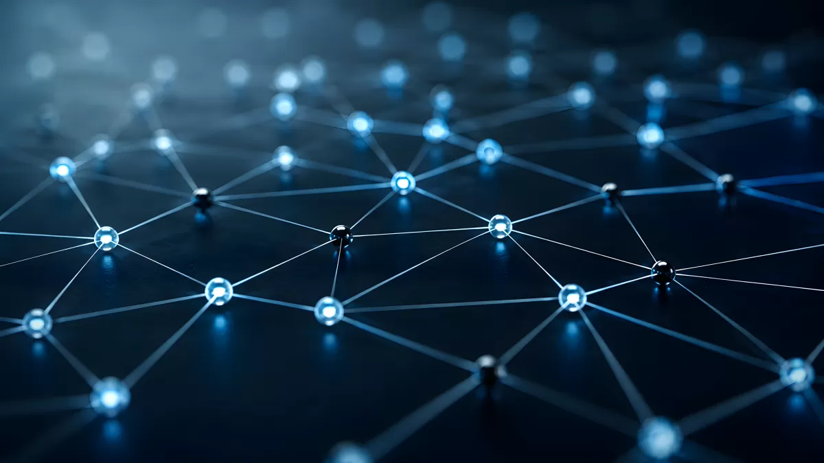 Leuchtendes digitales Netzwerk auf dunklem Untergrund