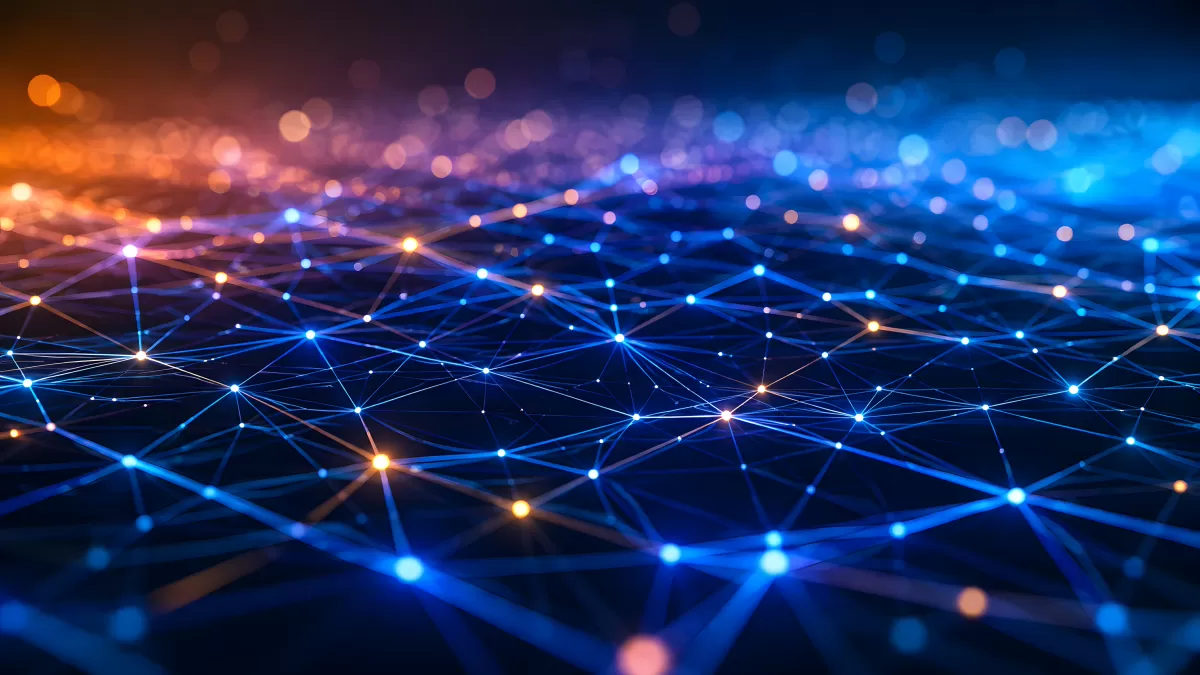 Leuchtendes digitales Netzwerk mit Knotenpunkten