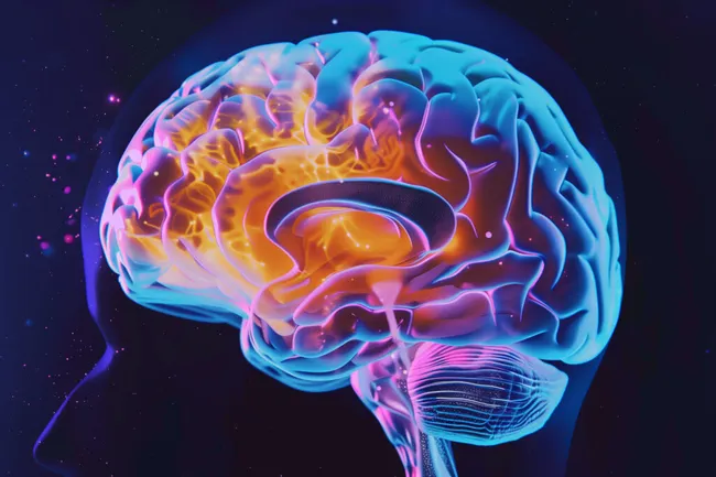 Leuchtendes Gehirn im Weltraum