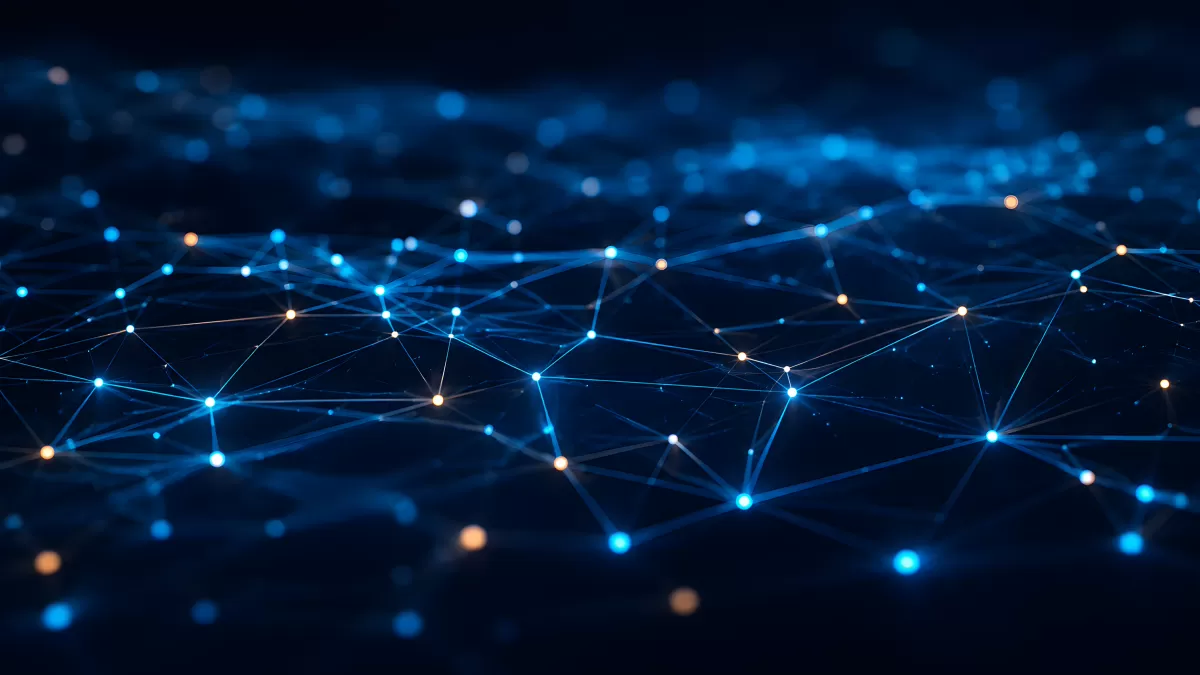 Leuchtendes Netzwerk aus Punkten und Linien in Blau