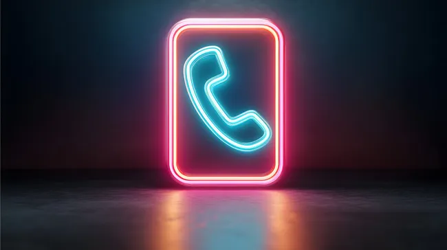 Leuchtendes Telefon-Symbol in stimmungsvoller Neon-Optik