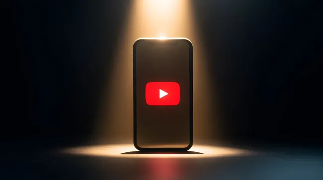 Leuchtendes YouTube-Logo auf modernem Smartphone