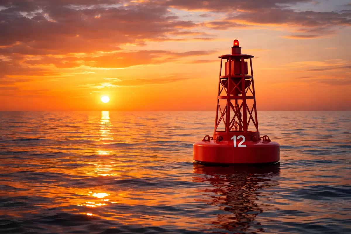 Leuchtturm im Sonnenuntergang über dem Meer