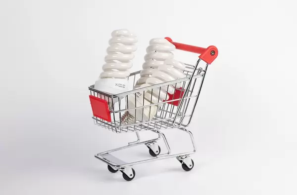Light bulbs in shopping cart