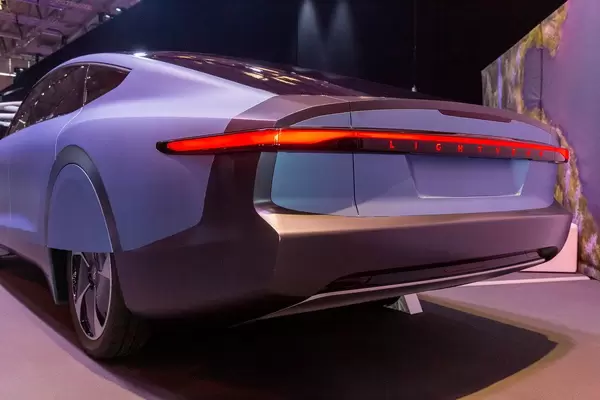 Lightyear back of the car with lights turned on