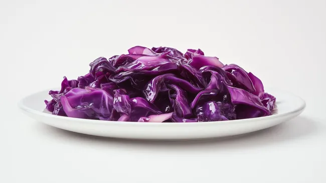 Lila Spitzkohl angerichtet auf Teller