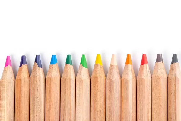 Line of wooden colored pencils
