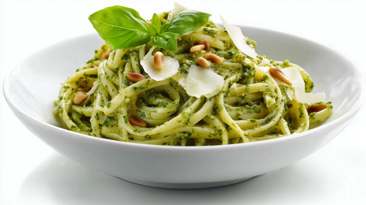 Linguine al Pesto Genovese mit Pinienkernen