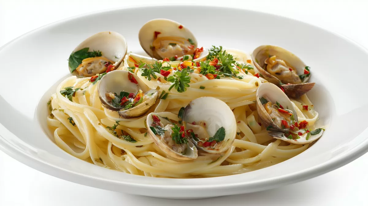 Linguine alle Vongole mit frischen Venusmuscheln