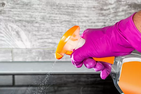 Liquid is sprayed to clean the glass surface