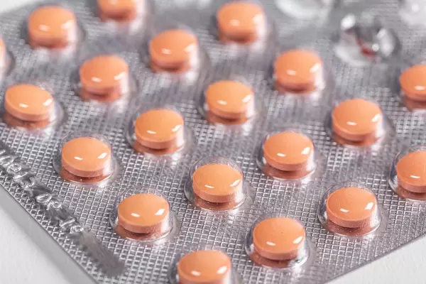 Little pink pills in a blister pack