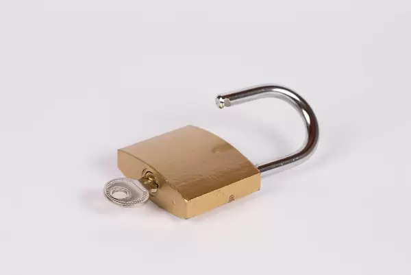 Lock and key on white background (Flip 2019)