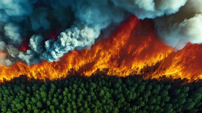 Lodernde Waldfeuersbrunst am Berghang