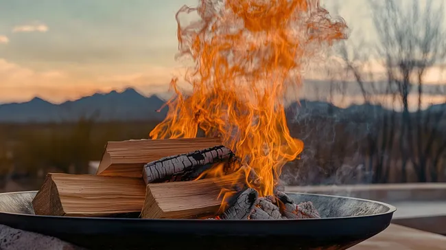 Loderndes Feuer in winterlicher Landschaft