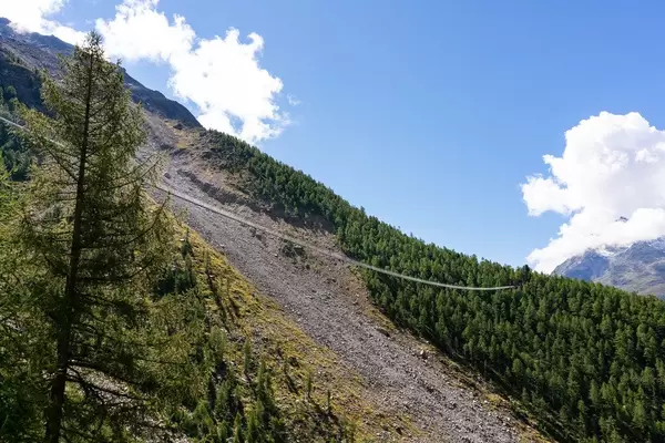 Lognest pedestrian Charles Kuonen suspension bridge in the world