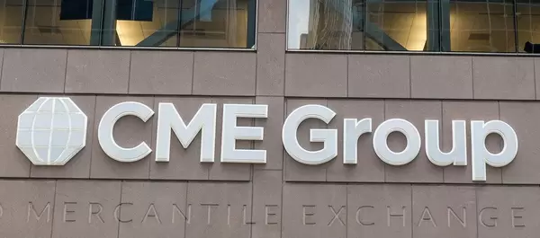 Logo und Schild beim Hauptquartier von CME Group in Chicago