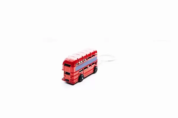 London bus toy on white background. Keychain.