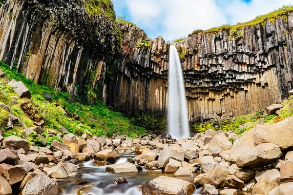 Long Exposure Nature Photo of Svartifoss Waterfall in Vatnajökull National Park, Iceland