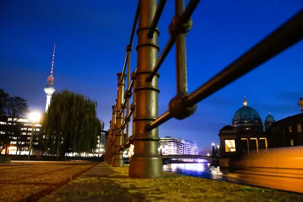 Long Exposure Night Photo of Berlin with Television Tower Fernsehturm in the Background