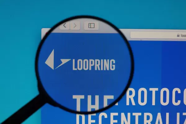 Loopring logo under magnifying glass