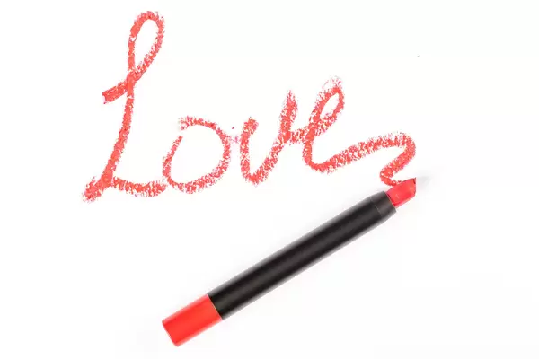 Love lettering made with lipstick