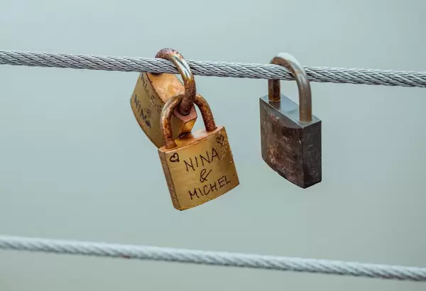 Love locks on a bridge