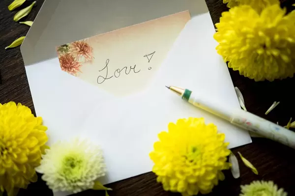 LOVE note inside an envelope