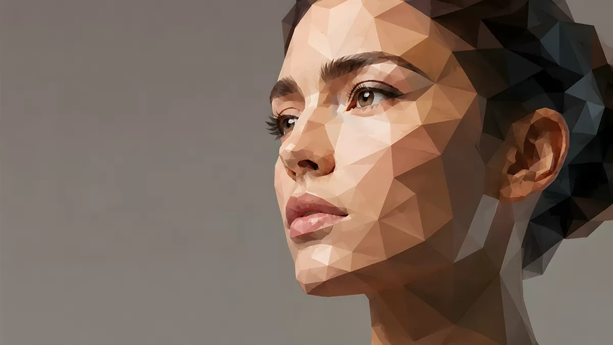 Low-Poly-Porträt einer Frau in geometrischem Kunststil