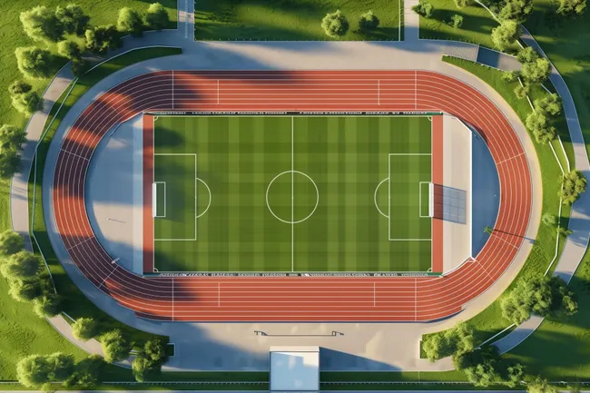 Luftaufnahme eines modernen Fußballstadions