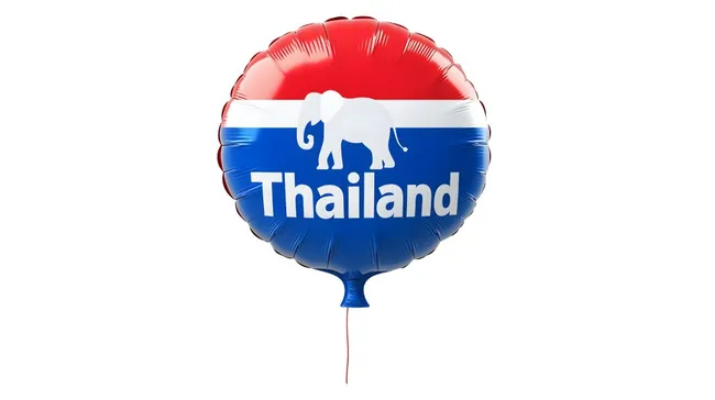 Luftballon mit Thailand-Elefantenmotiv in Rot, Blau und Weiß