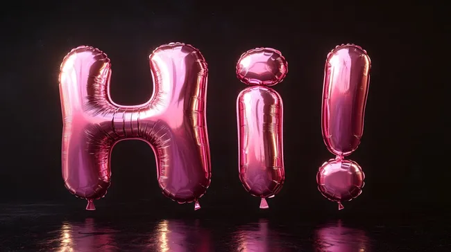 Luftballons mit Pink-Farbschriftzug auf dunkler Oberfläche