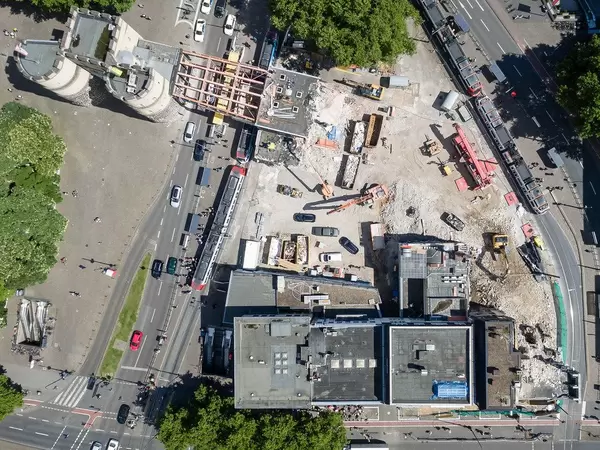 Luftbild: Baustelle Rudolfplatz Köln im August 2017