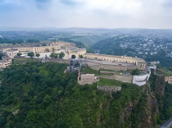 Luftbild der Festung Ehrenbreitstein