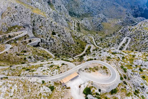 Luftbild vom Nus de Sa Corbata (Krawattenknoten), Carretera de Sa Calobra (MA-2141) auf Mallorca