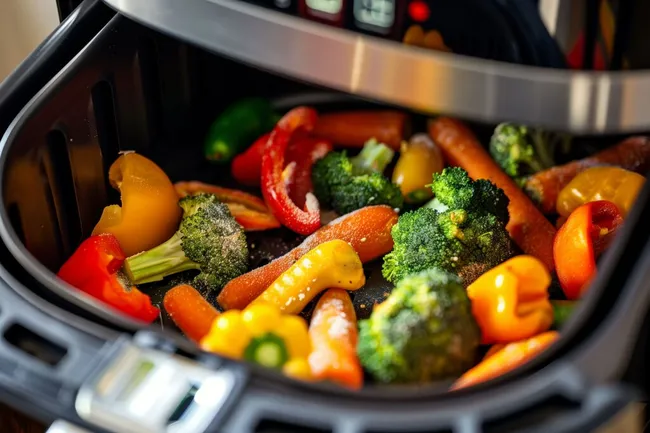 Luftfritteuse mit knackigem, buntem Gemüse