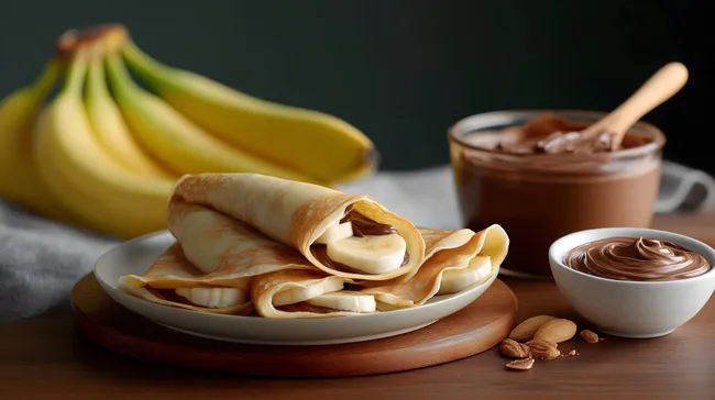 Luftige Crepes mit Bananen und Schokoladensoße