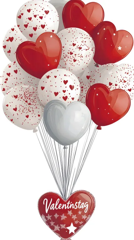 Luftige Herz-Luftballons in Rot und Weiß