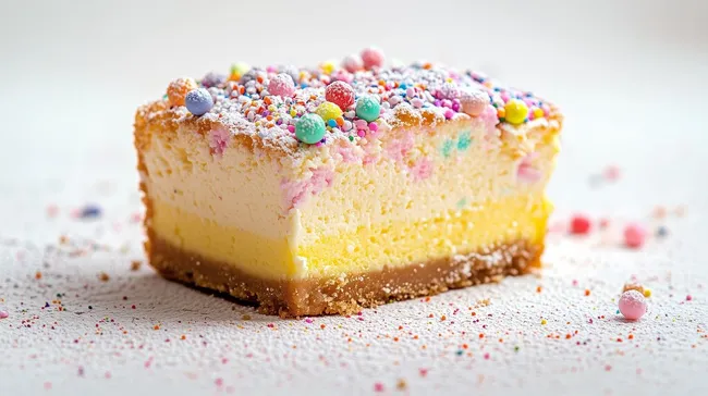 Luftiger Käsekuchen mit bunter Zuckerstreu