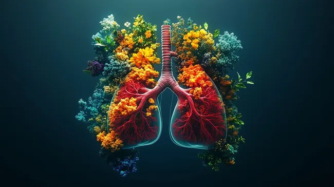 Lunge mit Blumen - Gesundheits-Symbolbild