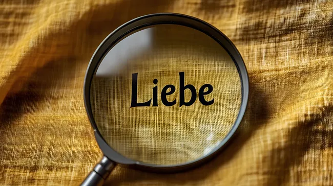 Lupe auf dem Wort 'Liebe' - Symbol für Beziehungen entdecken