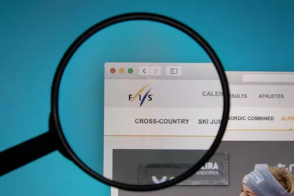 Lupe über dem Logo der Internetseite von FIS