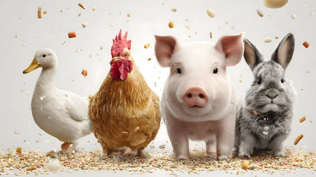 Lustige Bauernhoftiere im Studio-Fotoshooting