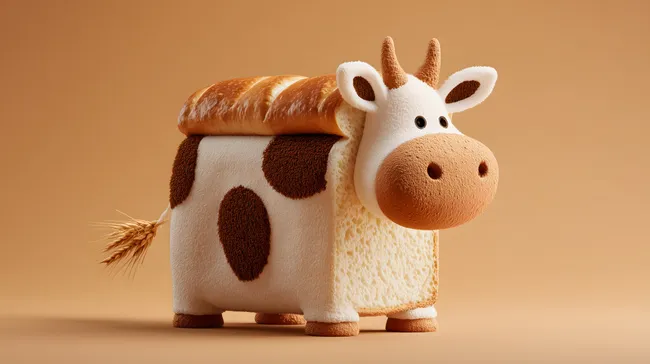 Lustige Brotformkuh in natürlichem Ambiente