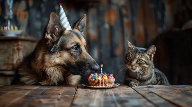 Lustige Geburtstagsparty für Haustiere