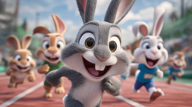 Lustige Hasen bei Sportveranstaltung