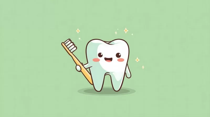 Lustiger Cartoon-Zahn mit Zahnbürste