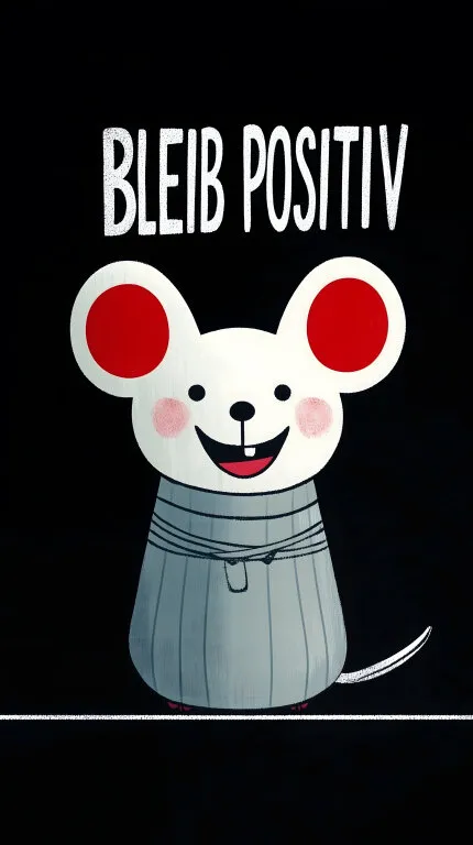 Lustiger Mäuse-Motivationsspruch auf schwarzem Hintergrund